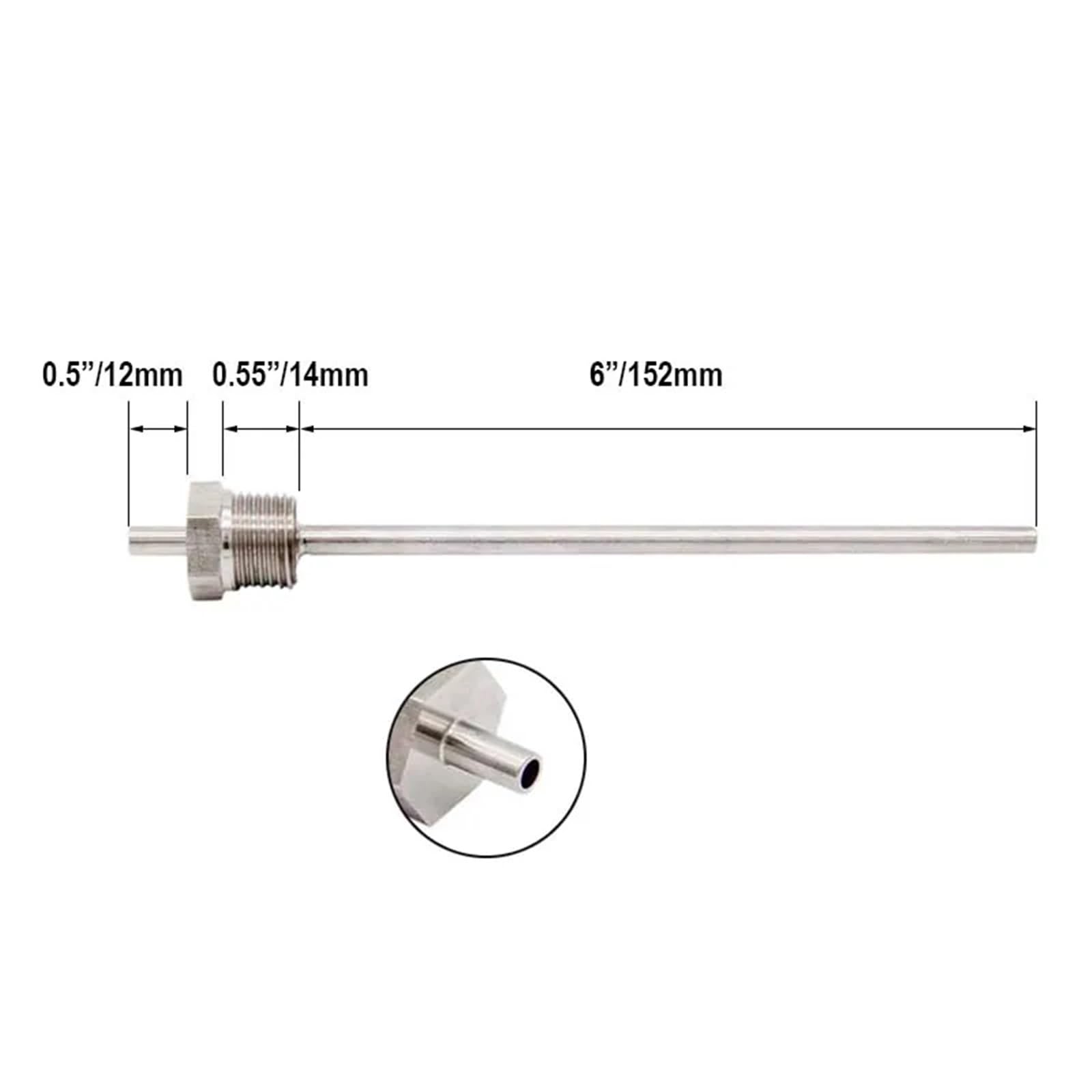 Puits thermométrique NPT 1/2" et sonde 6" (diamètre extérieur 1/4" x diamètre intérieur 5/32" - Pièces de bouilloire de brassage maison en acier inoxydable 304