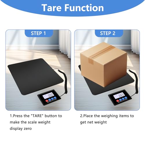Paketwaage 200KG/440lb, Digitale Plattformwaage mit LCD Display, Tare & Hold Funktion, Versandwaage für Pakete & Gepäck, Robuste Waage, USB oder AAA Batteriebetrieb