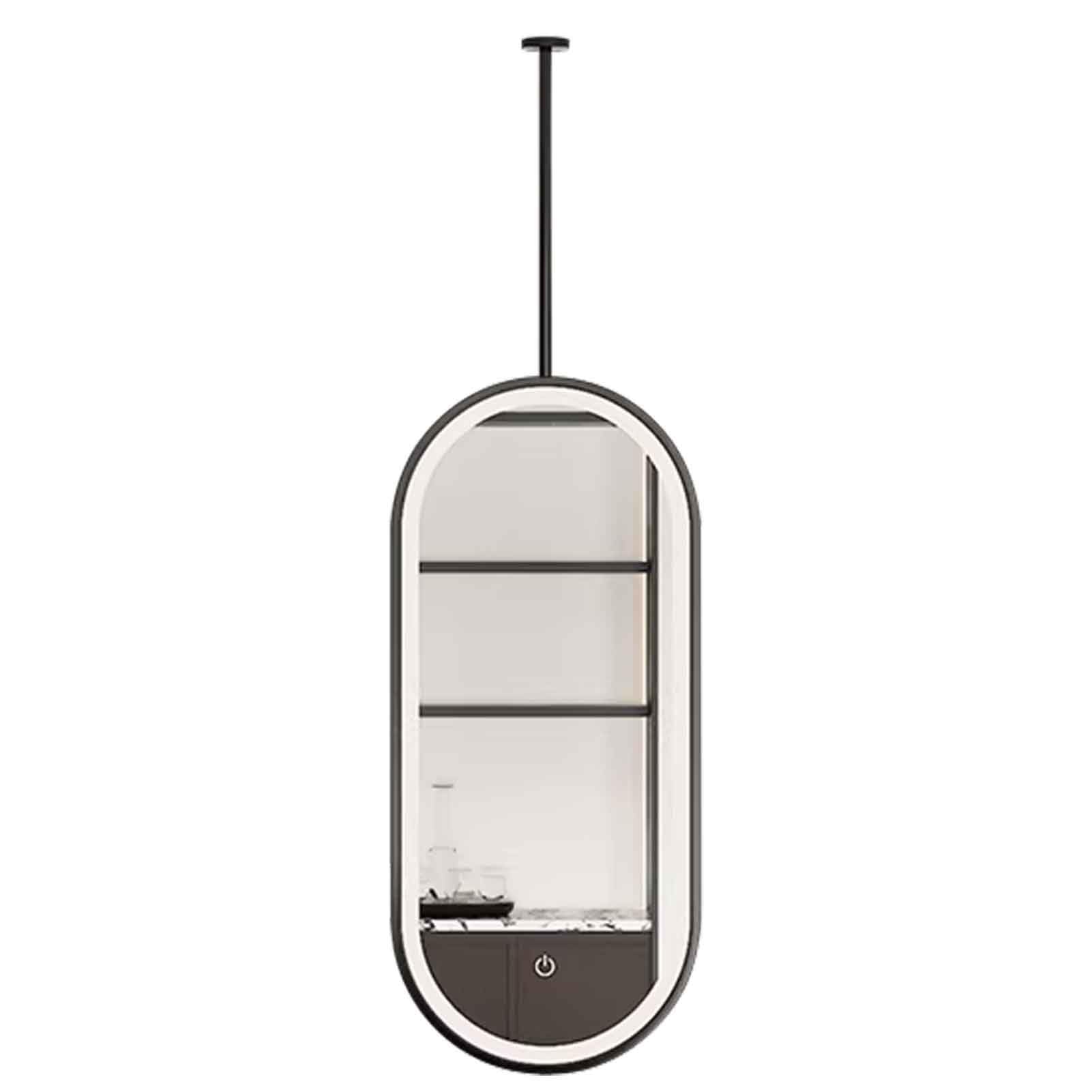 FGXHHS Oval LED with Light Suspended Vanity HD Glass for Makeup Wall Mounted Mirrors - Customizable Ceiling Rod(50cmx100cm)