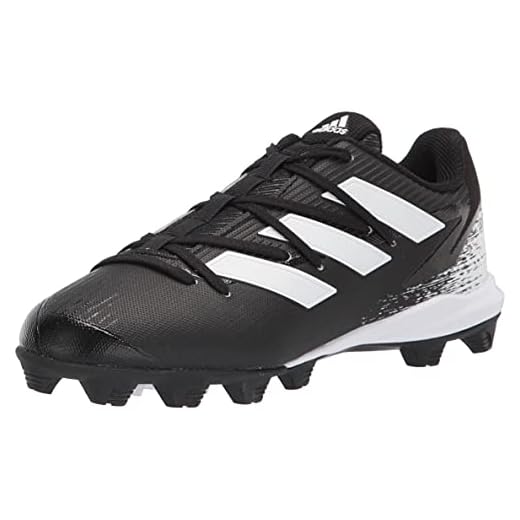 adidas Boy's Afterburner 8 MD Baseball Shoe, Black/White/White, 6 Big Kid