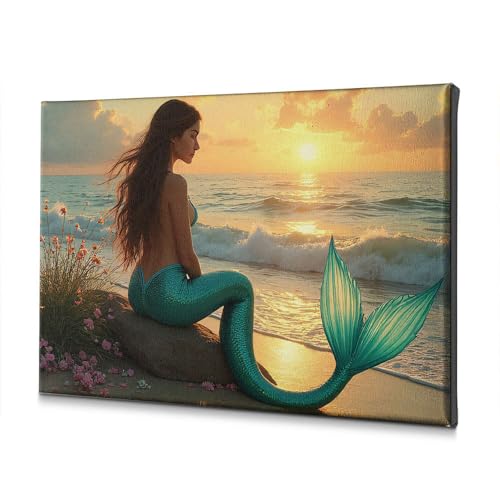 Kit de décoration murale pour salon ambiance bord de mer et sirène sur rocher