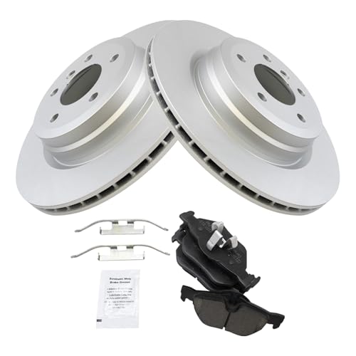 Image of TRQ Rear Brake Pad and Rotor Set Ceramic Coated Rotors 336mm Compatible with 2013-2014 BMW X1