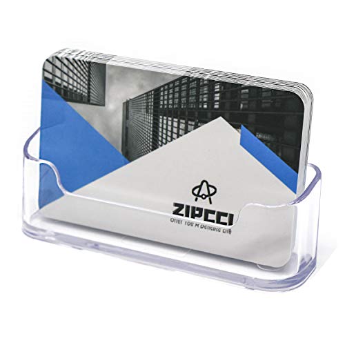 ZIPCCI Acrylic Business Card Holder Desk - Office Plastic Business Card Holder Stand, Clear Business Card Holder Display (16 Pack)
