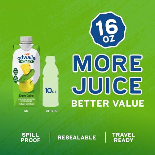 Image of Odwalla Green Juice - Green Drink with Nopal Cactus, Apple, Orange & Pineapple Juice - No Added Sugar, No Preservatives, No Artificial Flavors - 16 fl oz (12 Pack)