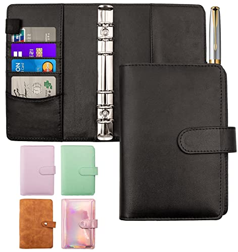 Juasky A6 Black Pu Budget Binder Cover, 6-Ring Faux Leather Notebook, Money Saving Organizer For Cash, Planner Binders With Magnetic Buckle Closure #TOP22
