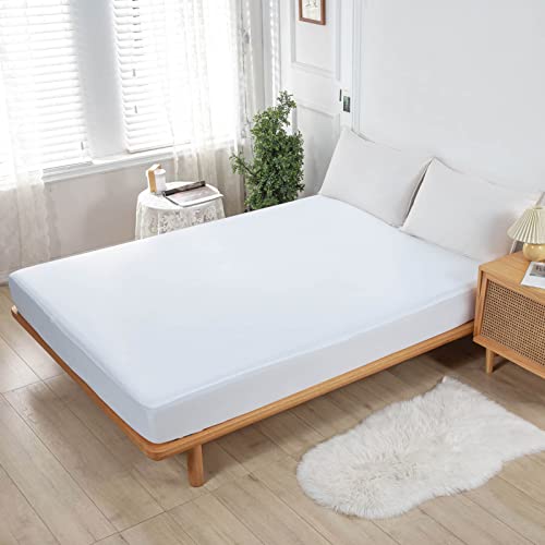 Image of Kingnex Waterproof RV Short Queen Mattress Protector for 60x75 RV Queen Camper Bed Smooth Top Fitted Sheet Style Matress Cover