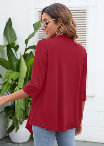 Image of Heymoments Women's Lightweight Open Front Cardigans 3 /4 Sleeve Casual Soft Drape Fall Cardigan S-2XL
