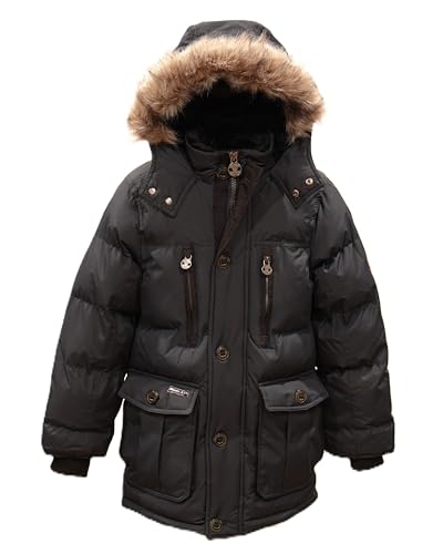 Image of Base Camp Parka Puffer for Boys Heavy Puffer Winter Jacket with Hood and Removable Faux Fur