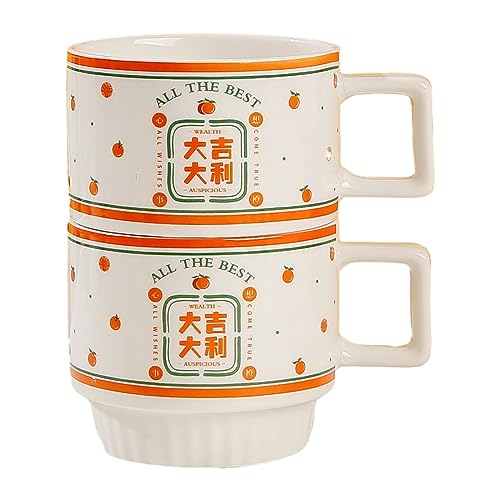 CAPIJIONG 1pc Tulipano Tazza di Ceramica Creativo Carino Del Fumetto Casa Tè Caffè Coppia Tazza Forno A Microonde disponibile per ufficio casa ristorante-buona luck-light