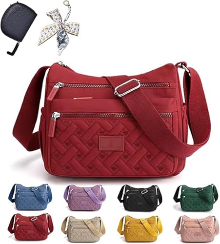 Apparent Shoulder Bag, Large Capacity Waterproof Nylon Shoulder Messenger Multi Compartments Ladies Travel Handbags Purse