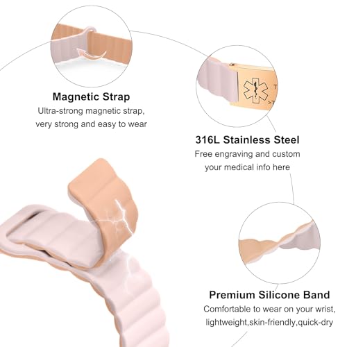 Personalized Medical Alert Bracelet - Magnetic Silicon Customized Emergency ID Bracelet, Engraved Medic Info Wristband for Autism, Allergy, Diabetes, Epilepsy3