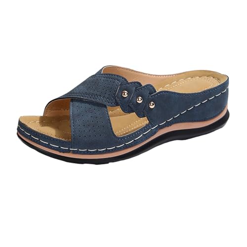 Wedge Sandals for Women Summer Lightweight Memory Foam Platform Shoes Slip On Slides Open Toe Flat Hollow Out Breathable Shoes Summer Beach Sandals