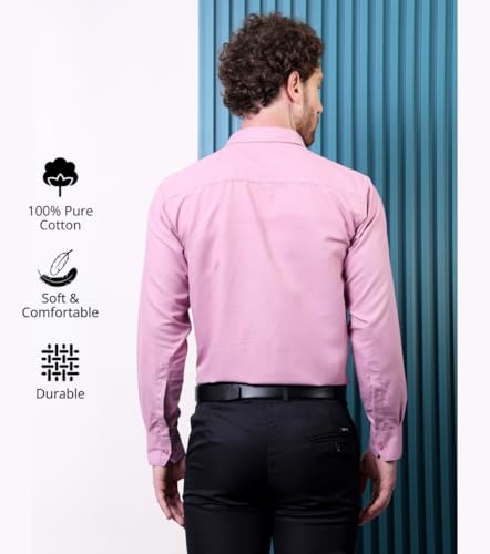 Image of CONTRARY Men's Pure Cotton Solid Stylish Casual & Formal Wear Shirt | Stylish Regular Fit Full Sleeve Comfortable Office Party Trendy Shirt - Multi Color