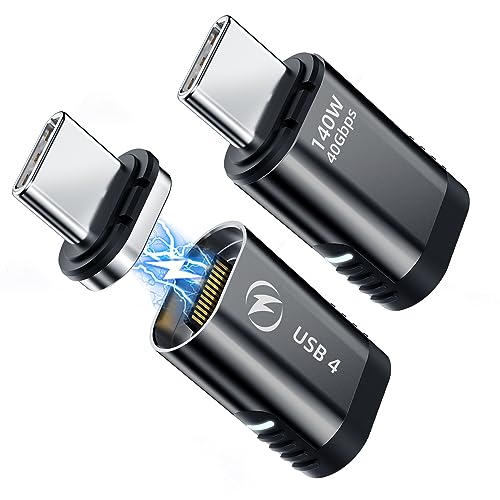 USB C 磁気アダプター (2 パック) DuHeSin 磁気 USB C アダプター 24 ピン ストレート PD 140w 充電 USB4 40Gbps データ転送 8K 60Hz ビデオ Thunderbolt 3/4、MacBook Pro/Air、その他のタイプ C デバイス用