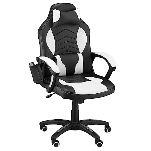 HOMCOM Silla de Oficina Ajustable Sillón Giratorio Ejecutiva Reclinable con 6...