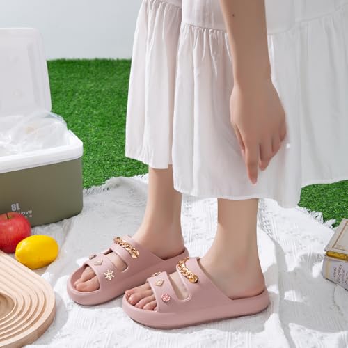 Luxury Women's Chain Crystal Pillow Slippers, Valentine's Day Gift, Indoor Outdoor Home Bath Sandals4