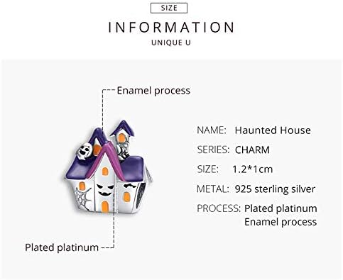 Halloween for Women 925 Sterling Silver Beads Halloween Pumpkin Skull Enamel Charm for Bracelets (A) - Image 3