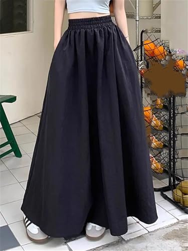 Women’S Casual Oversize Long Skirt with Pockets and Elastic Waist for Office Lady Wear3
