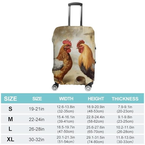Chicken And Rooster Print Printed Luggage Cover Protector, Fits 18-32 Inch Luggage2