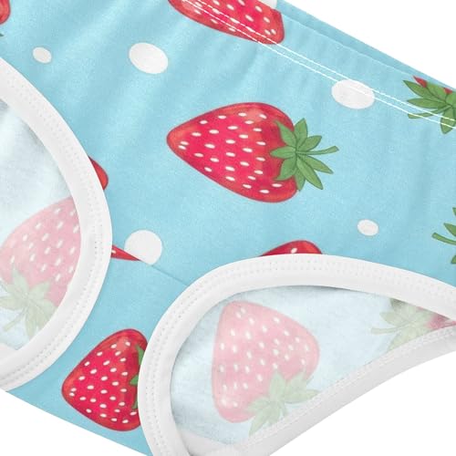 Red Strawberries Blue Girl Panties Cute Girls Underwear Toddlers Cotton Print Kids Briefs Undies 2t4