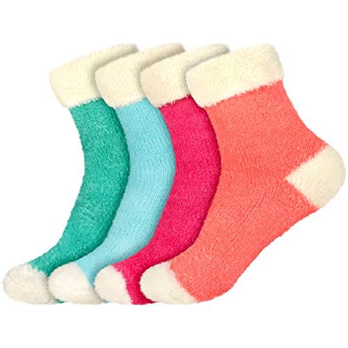 Image of BambooMN Women's Super Soft Fuzzy Socks, Polka Dot, Gradient, Snowflake, Featherlight Cuff - Assorted Colors