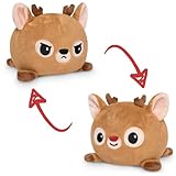 TeeTurtle - The Original Reversible Reindeer Plushie - Red Nose - Cute Sensory Fidget Stuffed Animals That Show Your Mood