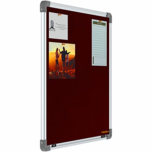 Image of Scholar Art Metis 2x2 Feet Fabric Pin-up Board for Wall & Study Table | High Strength Velvet Cloth + High Density Soft Board for Pinning Photos, Sticky Notes & Reminders (Maroon)