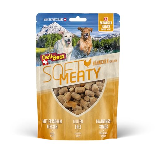 DeliBest Soft Meatys aus Hähnchenfleisch I Hundesnacks getreidefrei I Hundeleckerli I Leckerli zur Belohnung oder beim Training I Leckerli Hund I Hunde Snack mit hohem Fleischanteil I 150 g