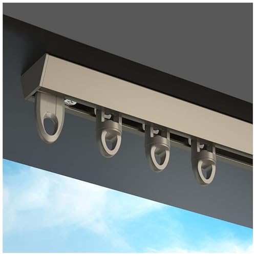 Heavy-Duty Curtains Rails Double Row Ceiling Curtain Track Mounted Silent System,V-Shape Ceiling Curtain Rail Set - Aluminum Sliding Track System for Offices, Hotels, Homes - 1-6m Length (Ch