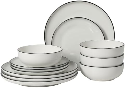 Gibson Home Havenstone 12-Piece Porcelain Dinnerware Set – Dinner...