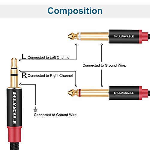 SHULIANCABLE 3.5mm 1/8" TRS to Dual 6.35mm 1/4" TS Cable - Image 4