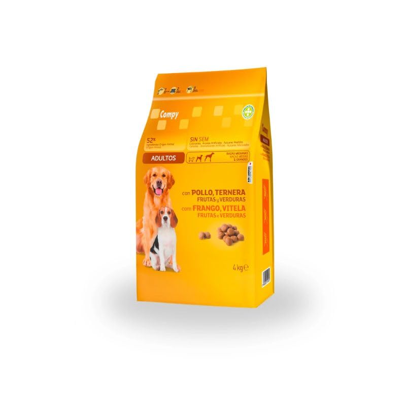 Comida Perro Adulto COMPY con Pollo, Ternera, Frutas y Verduras Razas Medianas y Grandes 4 kg