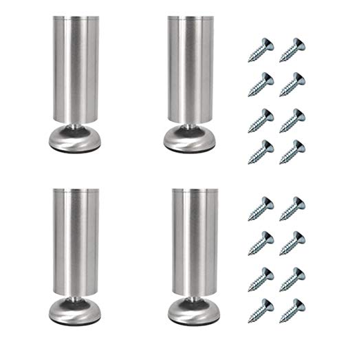 Set of 4 NUZAMAS Adjustable Furniture Legs, 18cm Long, Extra Thick, Heavy Duty Stainless Steel Made, Cabinet Coffee Table TV Stand Legs, Furniture Sofa Support Foot, Bathroom Cabinet Support Legs