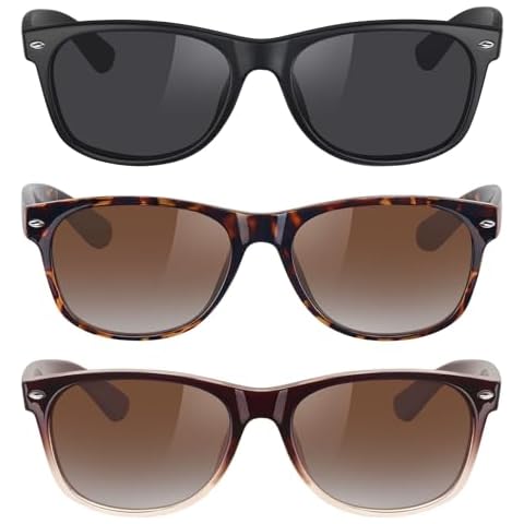 MEETSUN Classic Polarized Sunglasses for Women Men Trendy Retro Vintage Sun Glasses for Driving UV Protection 3 Pack Black Leopard Brown Gradient Cover