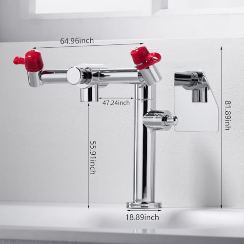 Image of Deck Mounted Emergency Eyewash Faucet with Swivel Spout, 360 Swivel Spout, Uninterrupted High Water Flow, Fast Start-up, 1 Stainless Steel Hose, 2 Iinspection Tag, 1 Eye Wash Station Sign.