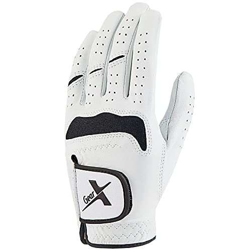Gearx Men's All Sheep Skin Golf Gloves, White (Large(25), Left) #TOP12
