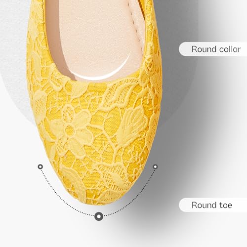 Image of Shupua Dress Shoes for Women Round Toe Flats Shoes Lace Ballet Flats Dressy Comfortable Foldable Flats Low Heel