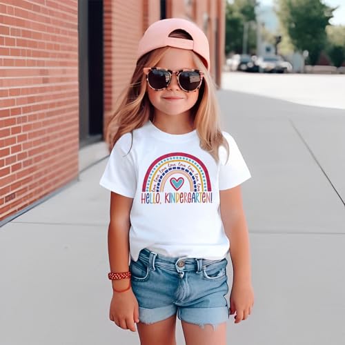 Kindergarten Shirt for Girls First Day of Kindergarten Tshirt Cute Rainbow Tops Toddler Kids Back to School Outfits4