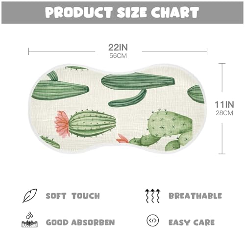 xigua Watercolor Cactuses Baby Burp Cloths for Newborn Boys and Girls 1 Pack, Soft & Absorbent Cotton Baby Burp Cloth, Baby Washcloths, Newborn Towel, Burp Rags4