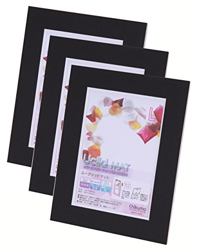 Chikuma フォトフレーム Uclidマット L ブラック 3冊セット 30007-6