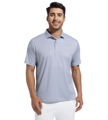 Alex Vando Mens Golf Shirt Moisture Wicking Classic Print Golf Shirts for Men