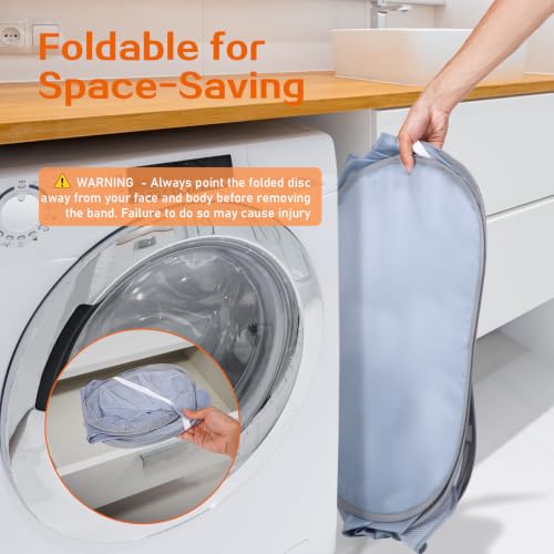 Image of Durable Collapsible Foldable Pop Up Laundry Hamper, Sturdy 3 Compartments, Handy Pocket & Easy to Sort Clothes Hampers for Dorm, Kids Room, Travel - Grey (Pack of 2)