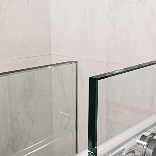 Sunny Frameless Sliding Glass Shower Door 48 In. W X 76 In. H Shower Enclosure In Chrome Finish With 3/8 In. Clear Tempered Glass Panel #TOP5