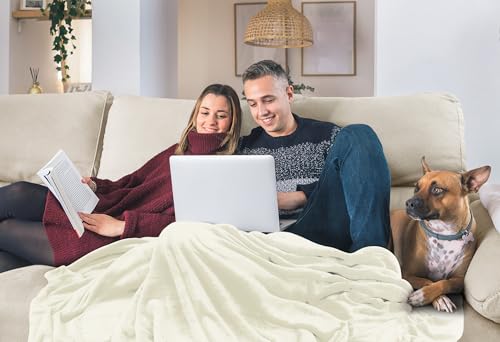 Image of Utopia Bedding Fleece Blanket Twin Size Ivory 300GSM Luxury Anti-Static Fuzzy Soft Microfiber Bed Blanket (90x66 Inch)