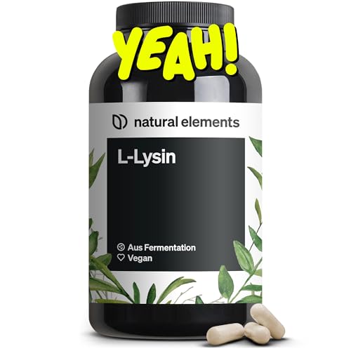 natural elements L-Lysin – 365 Kapseln – 800mg L-Lysin – Aus pflanzlicher Fermentation – ohne Gentechnik – vegan, optimal dosiert, ohne unnötige Zusätze natural elements L-Lysin – 365 Kapseln – 800mg L-Lysin – Aus pflanzlicher Fermentation – ohne Gentechnik – vegan, optimal dosiert, ohne unnötige Zusätze