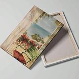 Impresión de estilo de paisaje mediterráneo moderno, arte de pared de paisaje de tiempo libre de ventana europea y americana para decor del hogar de la habitación, 50x77cm, marco interior