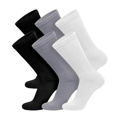 6 Pairs Cotton Diabetic Crew Socks