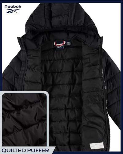 Image of Reebok Boys Winter Coat - Lightweight Insulated Puffer Jacket - Wind & Water Resistant Quilted Hooded Winter Jacket for Boys