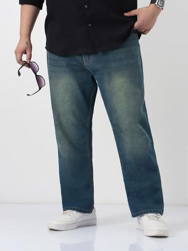 Image of Urbano Plus Men's Straight Fit Heavy Washed Jeans Stretchable
