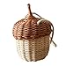 Veemoon Piccola Forma di Ghianda Rattan Borsetta Tessuta Fatta a Mano Cestino di Stoccaggio di Vimini con Coperchio a Tracolla Decorativa per Bambini Puntello Fotografico